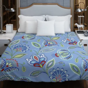 Blue Jacobean Floral Duvet Cover