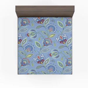 Blue Jacobean Floral Fitted Sheet