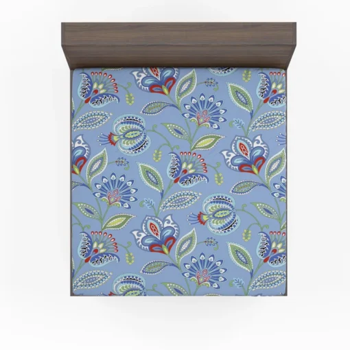 Blue Jacobean Floral Fitted Sheet