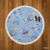 Blue Jacobean Floral Round Beach Towel