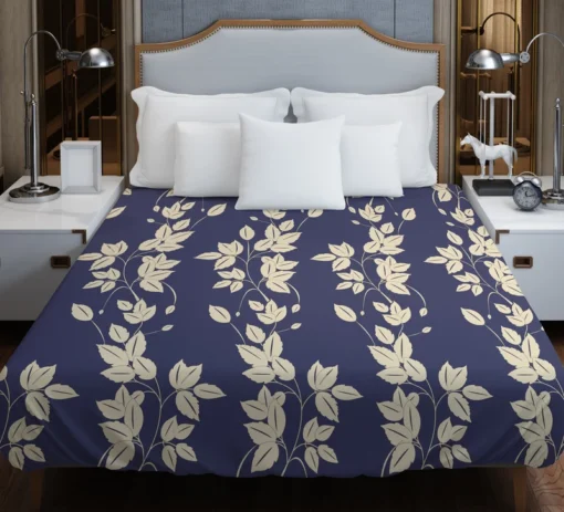 Blue Leaf Pattern Duvet Cover