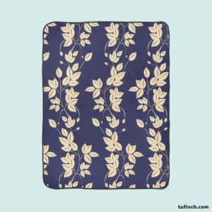 Blue Leaf Pattern Fleece Blanket 1