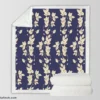 Blue Leaf Pattern Sherpa Fleece Blanket