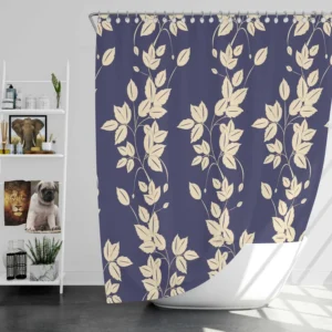 Blue Leaf Pattern Shower Curtain