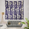 Blue Leaf Pattern Wall Tapestry