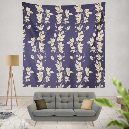 Blue Leaf Pattern Wall Tapestry