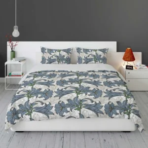 Blue Lily Floral Design Bedding Set 1