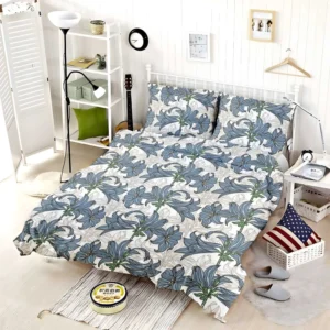 Blue Lily Floral Design Bedding Set