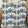 Blue Lily Floral Design Quilt Blanket