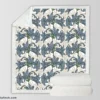 Blue Lily Floral Design Sherpa Fleece Blanket