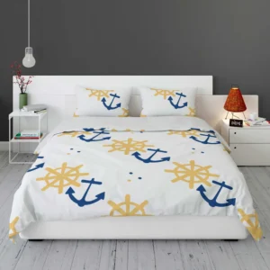 Blue Marine Anchor Yellow Wheel Bedding Set 1