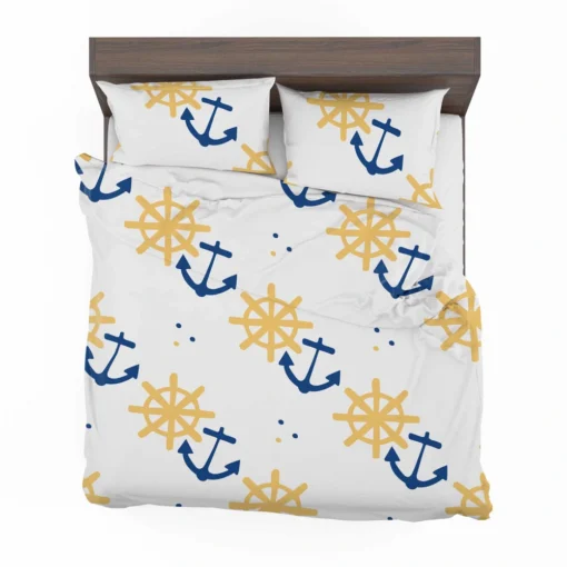 Blue Marine Anchor Yellow Wheel Bedding Set 2