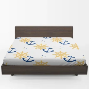 Blue Marine Anchor Yellow Wheel Fitted Sheet 1