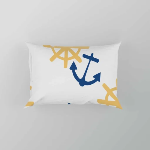 Blue Marine Anchor Yellow Wheel Pillow Case