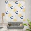 Blue Marine Anchor Yellow Wheel Wall Tapestry