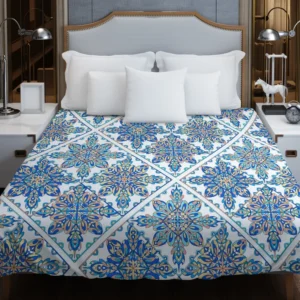 Blue Moroccan Traditional Design Duvet Cover