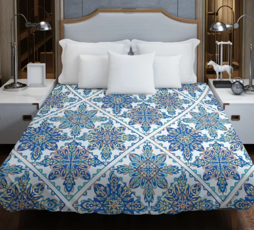 Blue Moroccan Traditional Design Duvet Cover