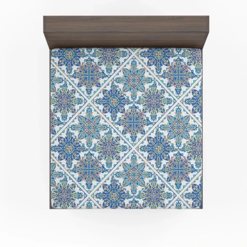 Blue Moroccan Traditional Design Fitted Sheet