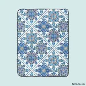 Blue Moroccan Traditional Design Fleece Blanket 1