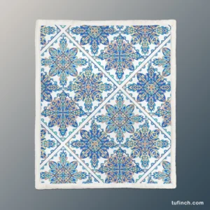 Blue Moroccan Traditional Design Sherpa Fleece Blanket 1