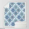 Blue Moroccan Traditional Design Sherpa Fleece Blanket