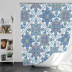 Blue Moroccan Traditional Design Shower Curtain