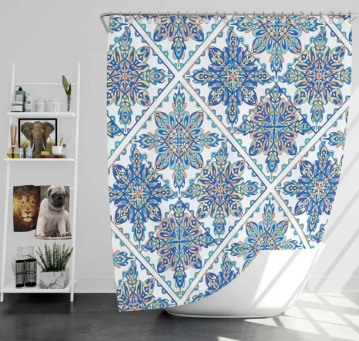 Blue Moroccan Traditional Design Shower Curtain