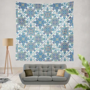 Blue Moroccan Traditional Design Wall Tapestry