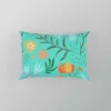 Blue Orange Botanical Flowers Pillow Case