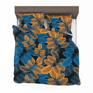 Blue Orange Foliage Pattern Bedding Set 2