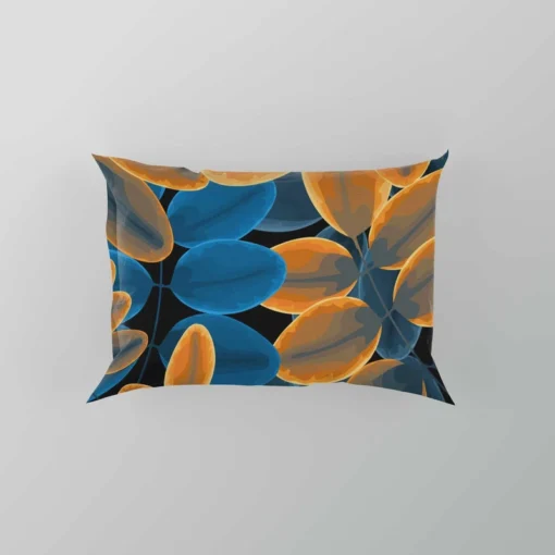 Blue Orange Foliage Pattern Pillow Case