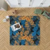 Blue Orange Foliage Pattern Rug