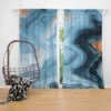 Blue Orange Liquid Pattern Curtain