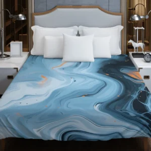 Blue Orange Liquid Pattern Duvet Cover