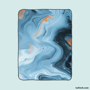 Blue Orange Liquid Pattern Fleece Blanket 1