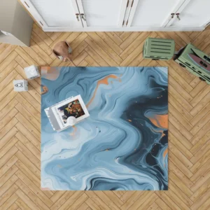 Blue Orange Liquid Pattern Rug