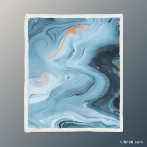 Blue Orange Liquid Pattern Sherpa Fleece Blanket 1