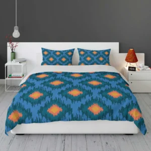 Blue Orange Polygon Triangle Bedding Set 1