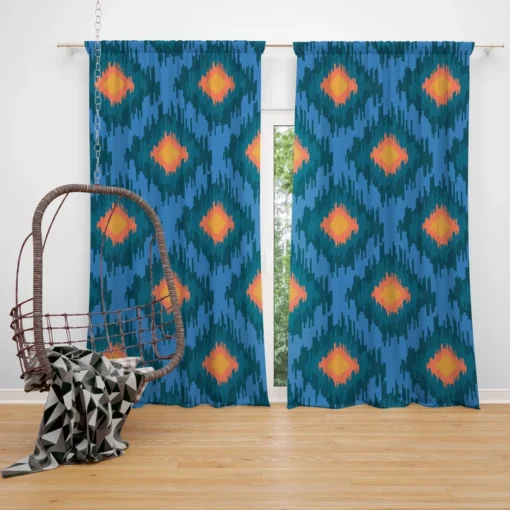 Blue Orange Polygon Triangle Curtain