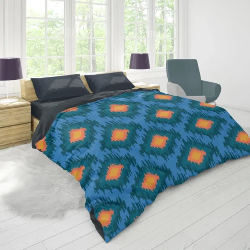 Blue Orange Polygon Triangle Duvet Cover 1