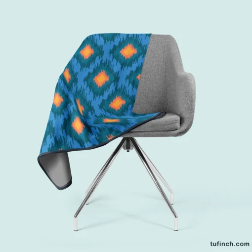 Blue Orange Polygon Triangle Fleece Blanket 2