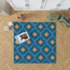 Blue Orange Polygon Triangle Rug