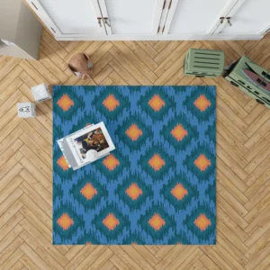 Blue Orange Polygon Triangle Rug