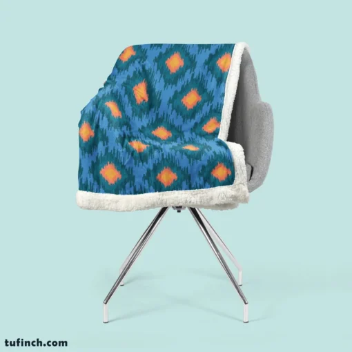 Blue Orange Polygon Triangle Sherpa Fleece Blanket 2