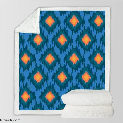 Blue Orange Polygon Triangle Sherpa Fleece Blanket