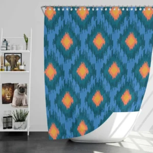 Blue Orange Polygon Triangle Shower Curtain