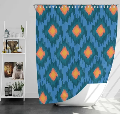 Blue Orange Polygon Triangle Shower Curtain