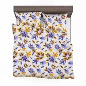 Blue Orange Small Floral Pattern Bedding Set 2