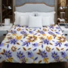 Blue Orange Small Floral Pattern Duvet Cover