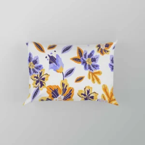 Blue Orange Small Floral Pattern Pillow Case